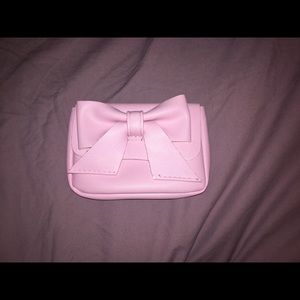 Baby pink faux leather clutch/cosmetic/wristlet